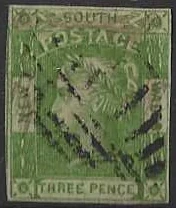Queen Victoria, New South Wales 1852, 3d, SG 66, ASC 6a