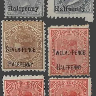 Queen Victoria, NSW 1891, 1d & 1/-, SG 266 - 8, 268c, 268b