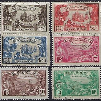French Guiana 1935 40c to 10F Tercentenary SG 172 - 177 Cat £100 Fine Used