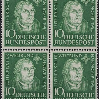 West Germany 1952 Luther SG 1057 Cat £76 Block of 4 MUH