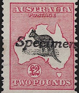 Australia 1913 £2 Kangaroo 1st Watermark SG16s Cat $850 "Specimen" Overprint Mint